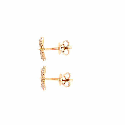 14K Diamond Pave Butterfly Earrings Yellow Gold