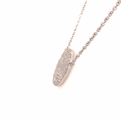 14K Pave Circle Disc Pendant Necklace White Gold 0.26ctw