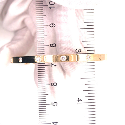 14K Diamond Bevel Bangle Bracelet Yellow Gold