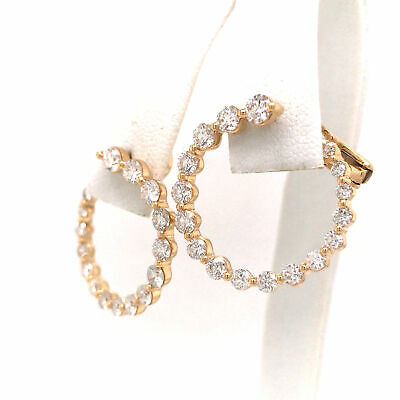 14K Diamond Circular Hoop Earring Yellow Gold