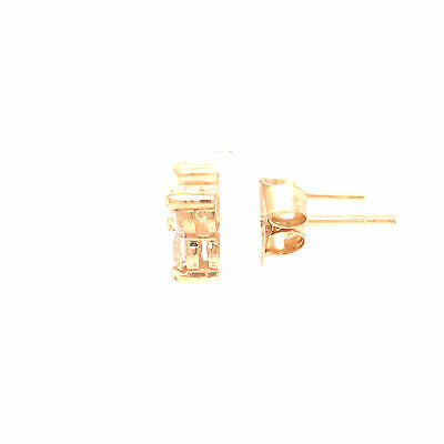14K Diamond Three-Stone Cluster Earrings Yellow Gold