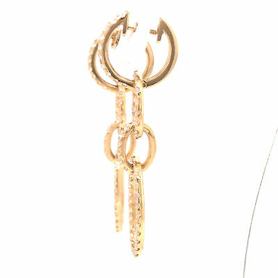 14K Oval Link Hanging Diamond Earrings Yellow Gold