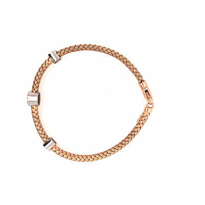 14K Diamond Station Bangle Bracelet Rose Gold and White Gold