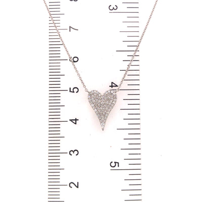 14K Diamond Pave Heart Necklace White Gold 0.17ctw