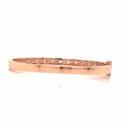 18K Round and Baguette Diamond Bangle Rose Gold
