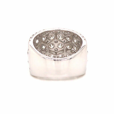 18K Wide 5-Row Diamond Band White Gold