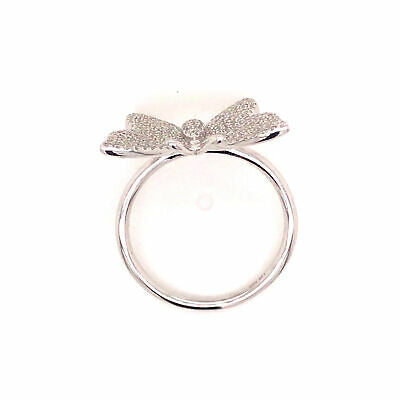 14K Pave Diamond Butterfly Ring White Gold