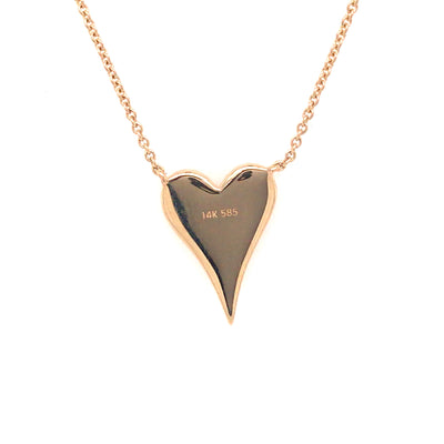 14K Diamond Pave Heart Necklace Yellow Gold 0.17ctw