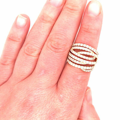 18K Diamond Crossover Band Yellow Gold