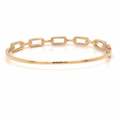 14K Diamond Link Bangle Bracelet Yellow Gold