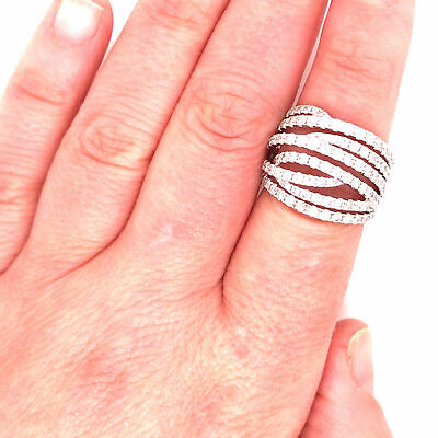 18K Diamond Crossover Band White Gold