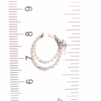 14K 1.91 Carat Diamond Oval In/Out Hoop Earrings White Gold