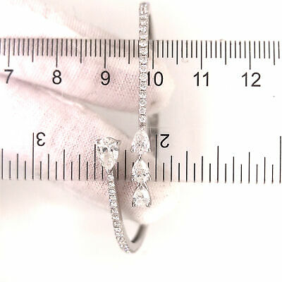 18K Diamond Pear Shape Wrap Bangle Bracelet White Gold