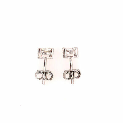 14K Pie Cut Diamond Stud Earrings White Gold