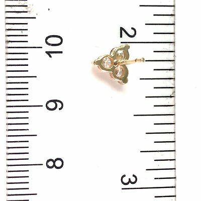 14K Diamond Three-Stone Cluster Earrings Yellow Gold