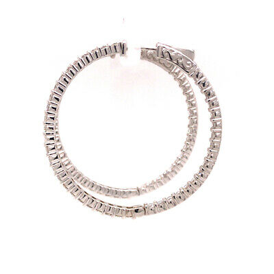 14K 2.75 Carat Diamond In/Out Hoop Earrings in White Gold