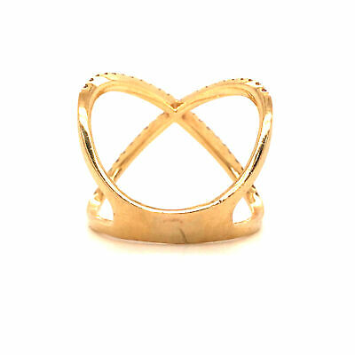18K Diamond Open Space 'X' Ring Yellow Gold