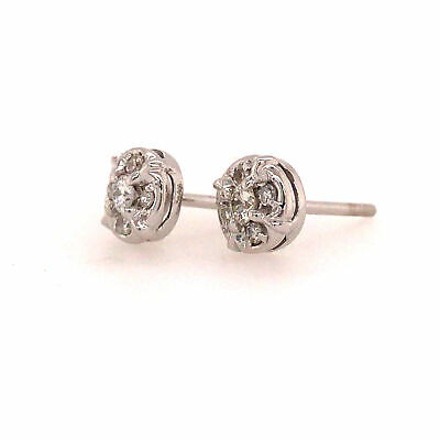 Small Diamond Cluster Earrings White Gold