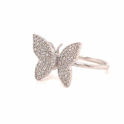 14K Diamond Pave Butterfly Ring White Gold