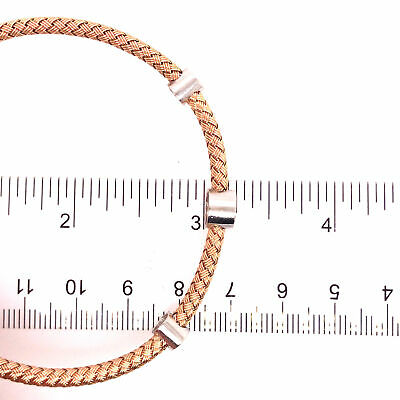 14K Diamond Station Bangle Bracelet Rose Gold and White Gold