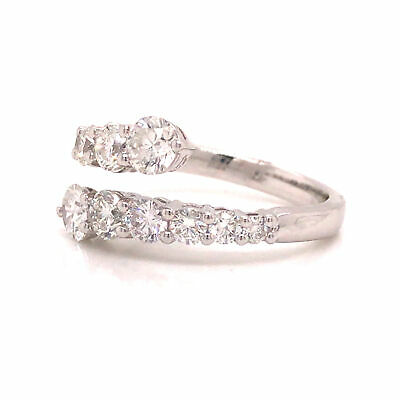 18K Diamond Graduated Double Row Band White Gold