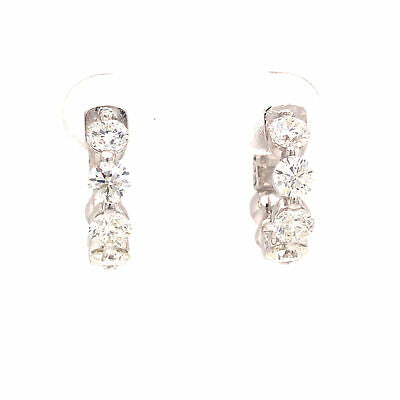 14K Diamond 1/2-inch Hoop Earring White Gold