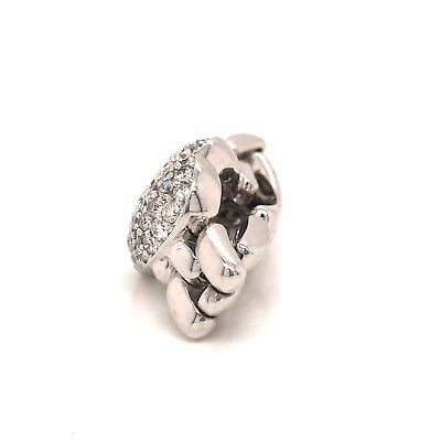 18K Diamond Pave Heart Flexible Chain Ring White Gold
