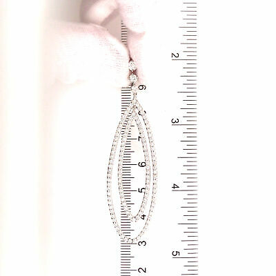 14K Geometric Diamond Drop Earrings White Gold