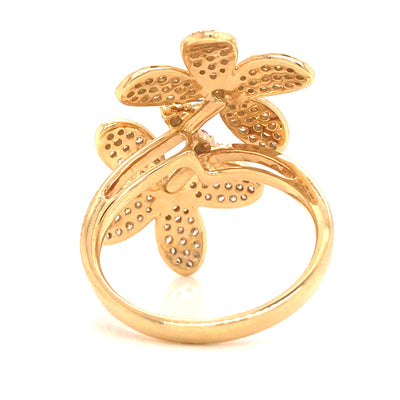18K Diamond Butterfly Ring Yellow Gold 1.09ctw