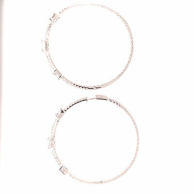 18K Diamond In/Out Hoop Station Earrings White Gold