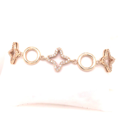 14K Diamond Star and Gold Circle Bracelet Yellow Gold