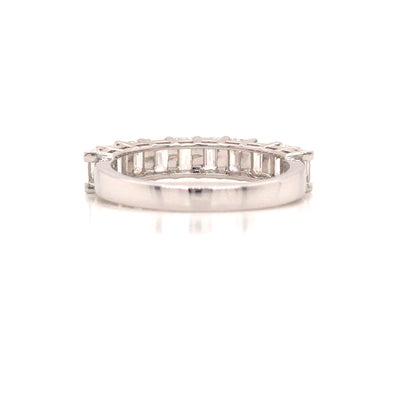 14K Emerald Cut Diamond Halfway Eternity Band White Gold