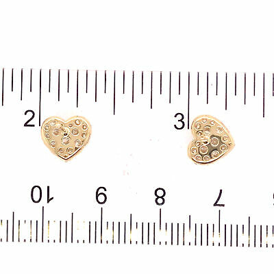 14K Diamond Heart Shape Cluster Earrings Yellow Gold