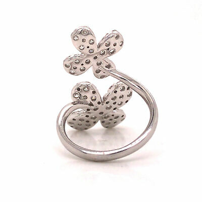 18K Diamond Pave Double Butterfly Ring White Gold