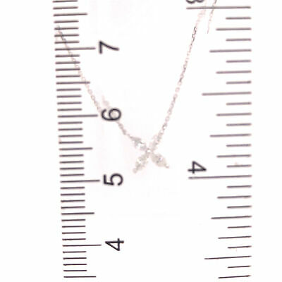 18K Marquise Diamond Flower Pendant Necklace White Gold