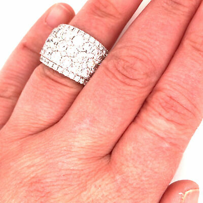 18K Wide 5-Row Diamond Band White Gold