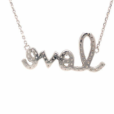 14K Diamond Script LOVE Necklace White Gold