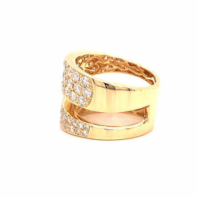 18K Diamond Pave Double Row Band Yellow Gold