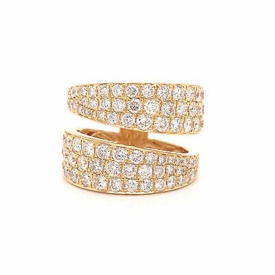 18K Diamond Pave Double Row Band Yellow Gold