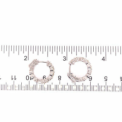 14K Diamond Huggie Earrings White Gold