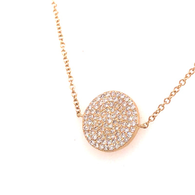14K Diamond Pave Circle Disc Bracelet Yellow Gold
