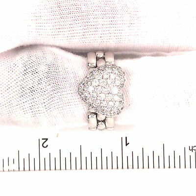 18K Diamond Pave Heart Flexible Chain Ring White Gold