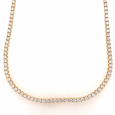14K Diamond Tennis Adjustable Necklace Yellow Gold