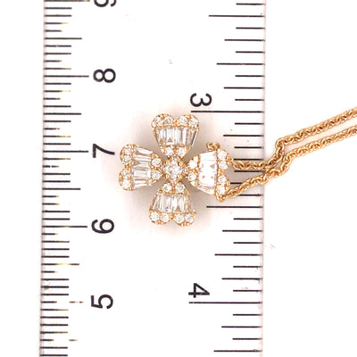 18K Diamond Clover Necklace Yellow Gold