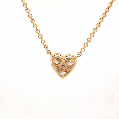 14K Diamond Cluster Heart Pendant Yellow Gold