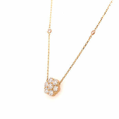 14K Diamond Flower Cluster Diamond By The Yard Necklace Yellow Gold