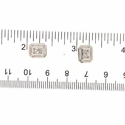 18K Round and Baguette Diamond Cluster Earrings White Gold