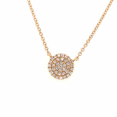14K Diamond Pave Disc Necklace Yellow Gold 0.12ctw