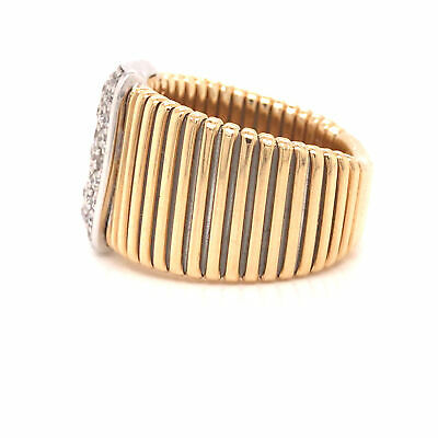 14K Wide Diamond Pave Cluster Band Two-Tone Gold