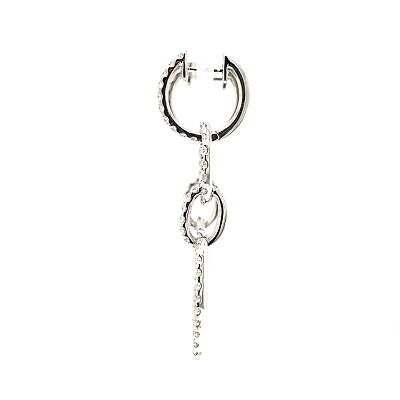 14K Diamond Oval Link Hanging Earrings White Gold